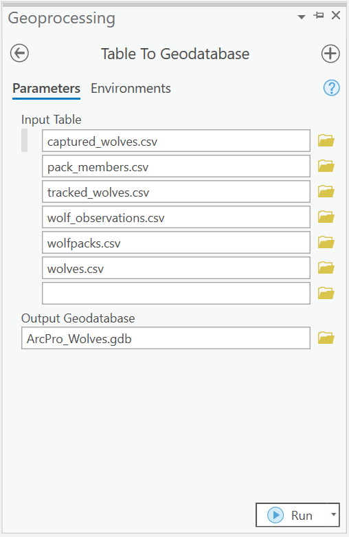 table to geodatabase